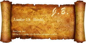 Jambrik Bodó névjegykártya